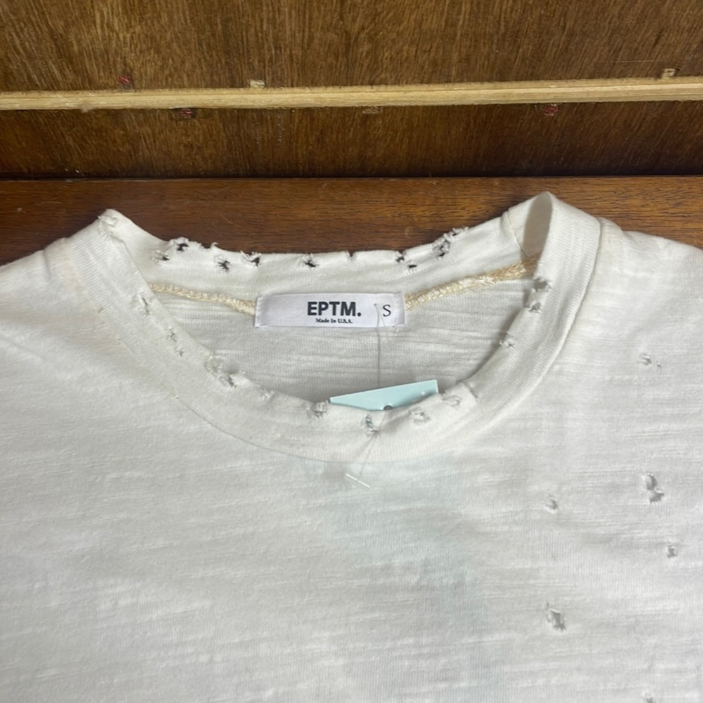 EPTM T-Shirt “The Distressed Long Tee” in Cream White by The Perfect Example T-9 - Picture 3 of 11